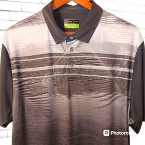 Men's PGA Tour Pro Series Golf Shirt Size XL Gray Geometric Pattern S/S Poly